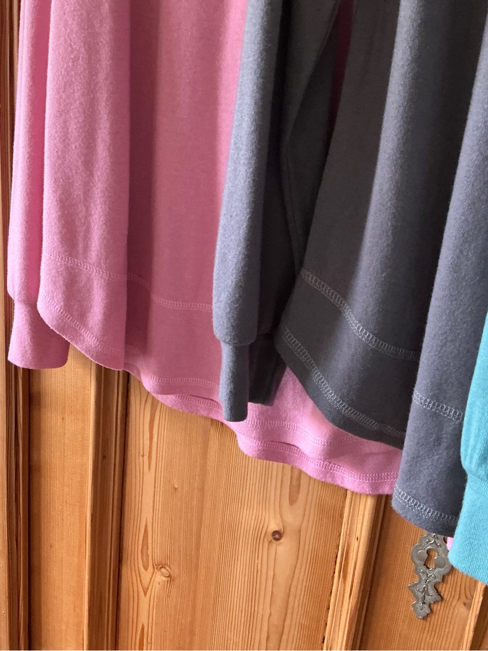 Set of 3 Soft Pink, Teal Blue  and Charcoal Cotton Tops